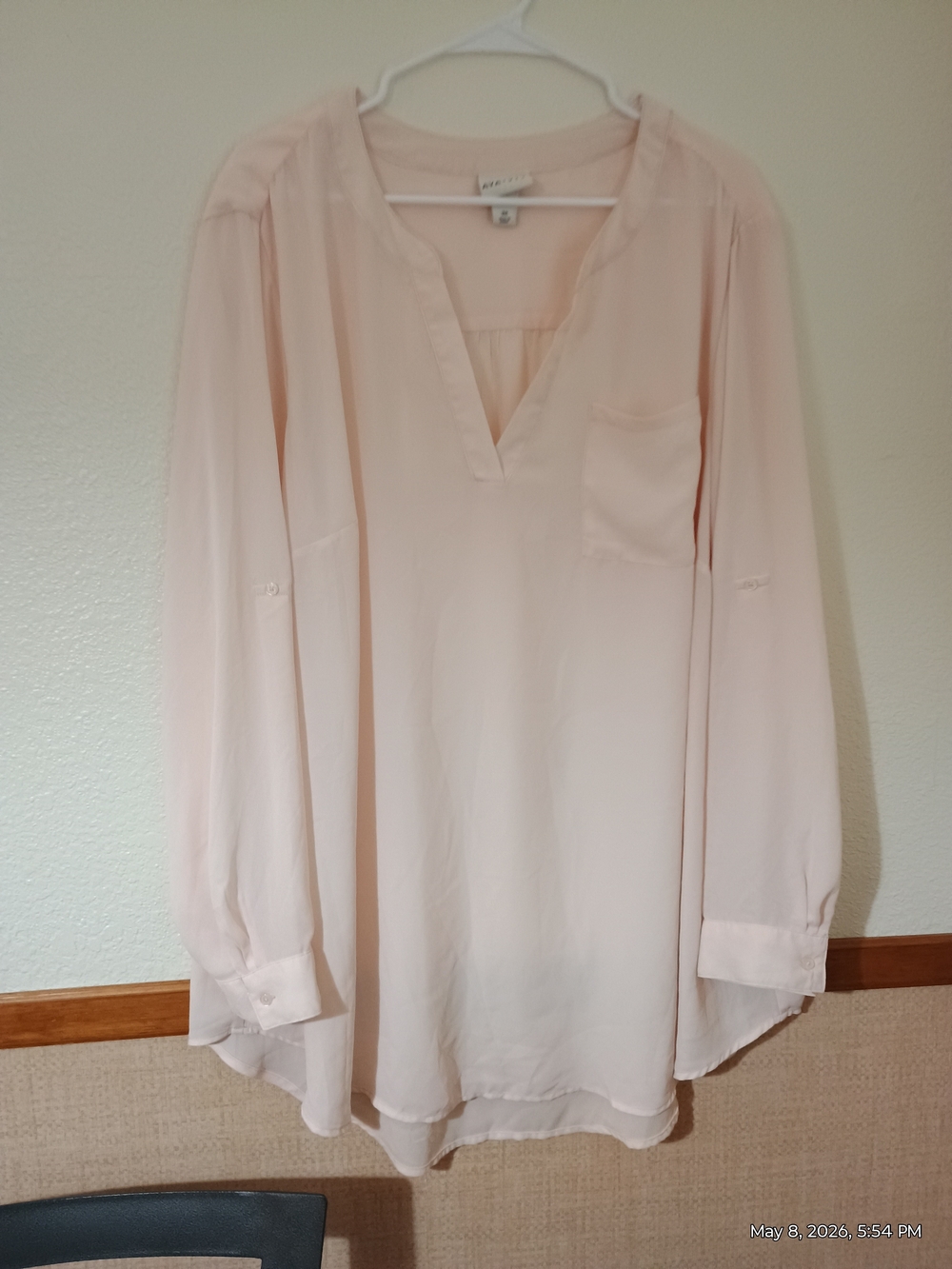 Ava + Liv Women's Pale Blush V-Neck Long Sleeve Tunic